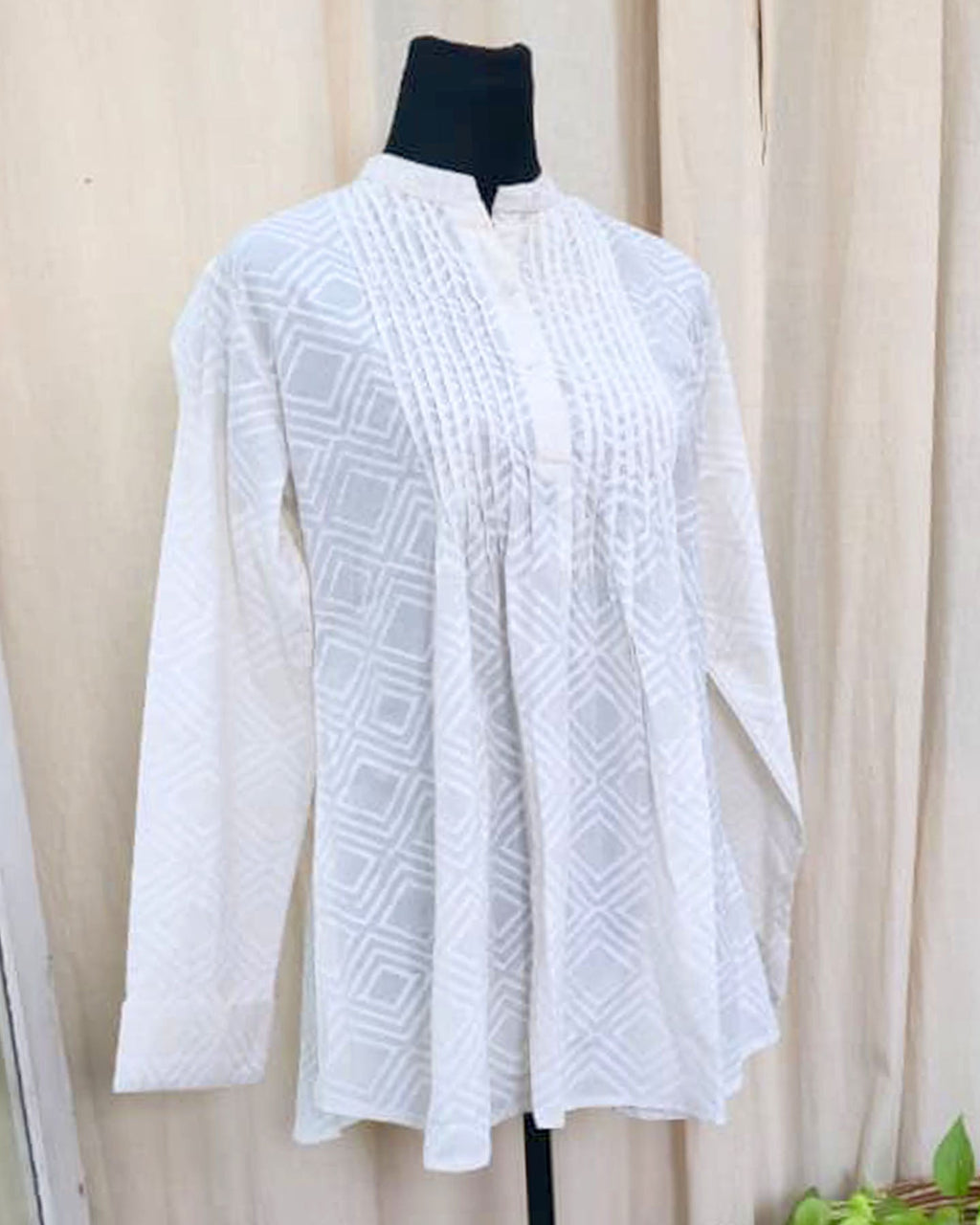 Desert Rose White handblock printed top - Love Despite