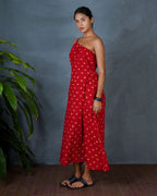 Jyoti Red Hand Block Printed Dress-MYA