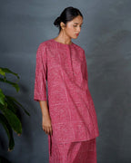 Tarini Red Hand Block Printed Top-MYA