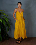 Amaira Yellow Hand Block Printed Dress-MYA