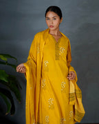 Avira Yellow Hand Block Printed Dupatta-MYA