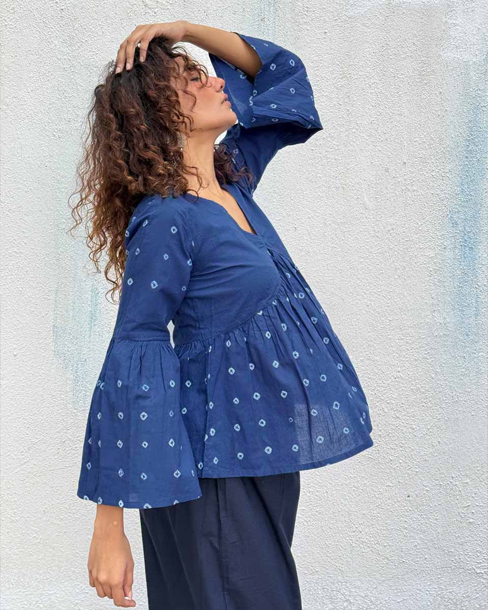 Bluebird Bandhej Cotton Top