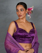Lead Light Purple Mashru Silk Blouse - TARA