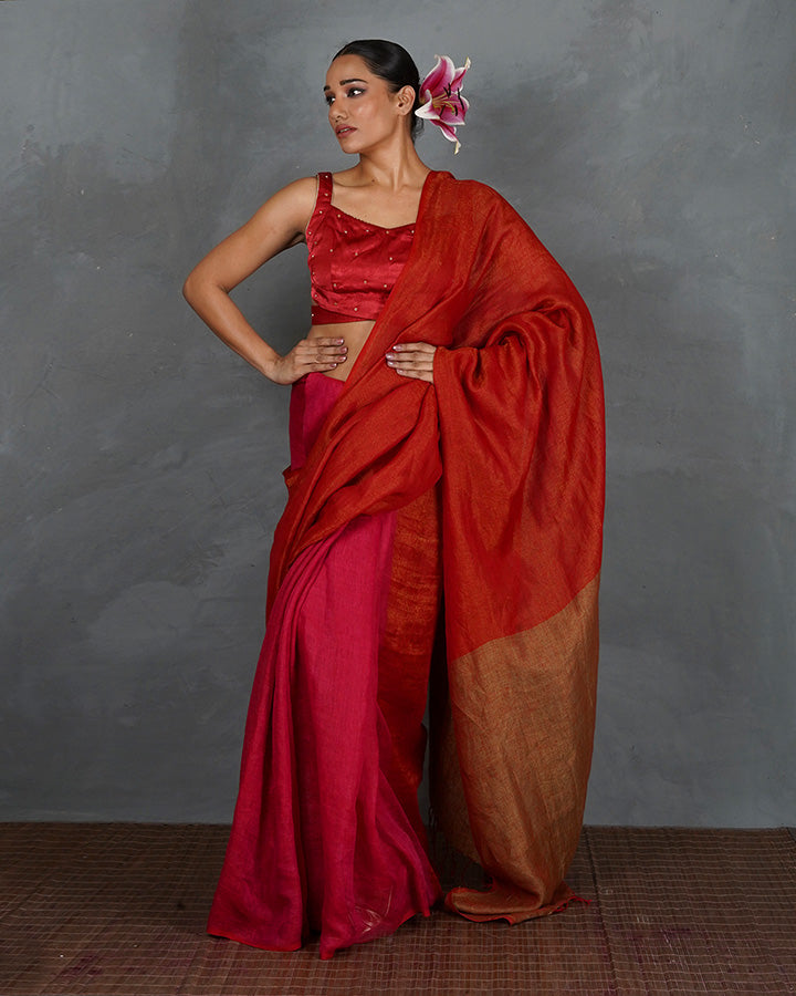 Hold Glow Red Mashru Silk Blouse - TARA