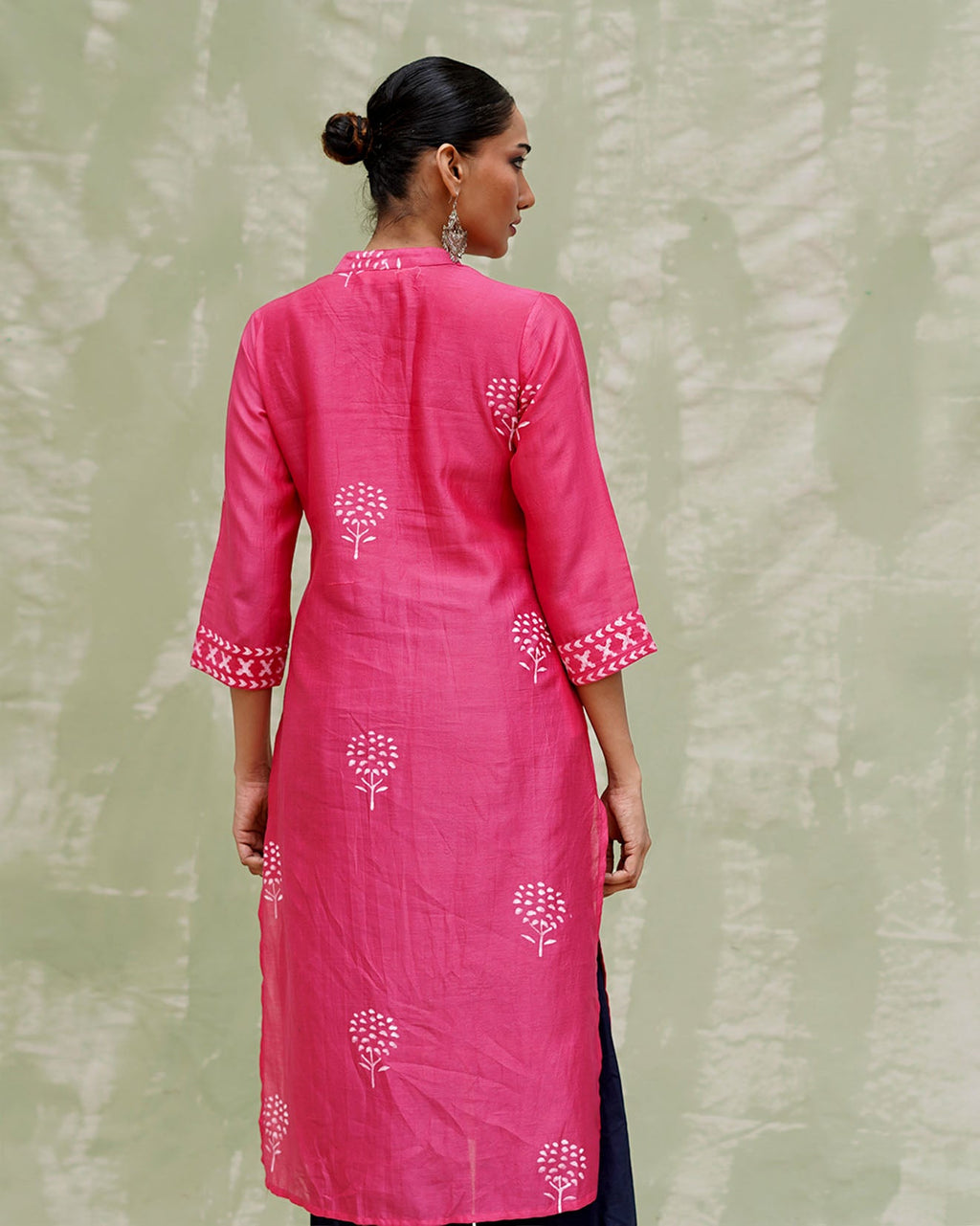 Rang Reet Pink Handblock Printed Chanderi Silk Kurti - CHD