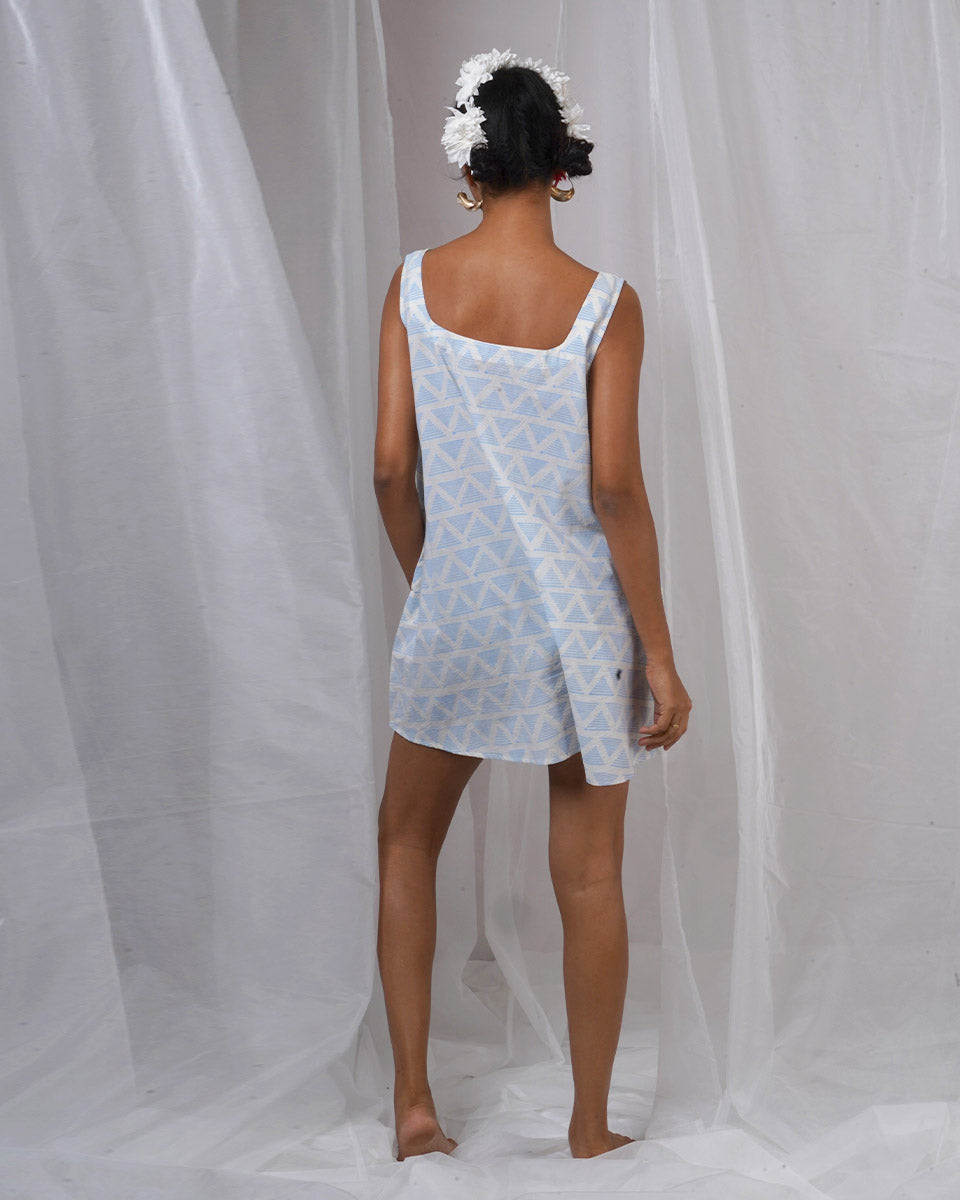 Taru Ivory Hand Block Printed Dress-BAD