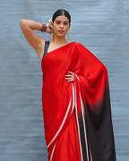 Soft Drift Red Handblock Print Modal Silk Saree - Flow