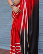 Soft Drift Red Handblock Print Modal Silk Saree - Flow