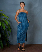 Anaya Teal Green Hand Block Printed Dress-MYA
