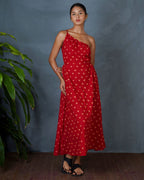 Jyoti Red Hand Block Printed Dress-MYA