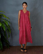 Sparshika Red Hand Block Printed Dress-MYA