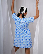 Ira Blue Hand Block Printed Dress-BAD
