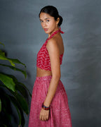 Smriti Red Hand Block Printed Top-MYA