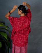 Myra Red Hand Block Printed Top-MYA