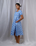Ishani Blue Hand Block Printed Dress-BAD