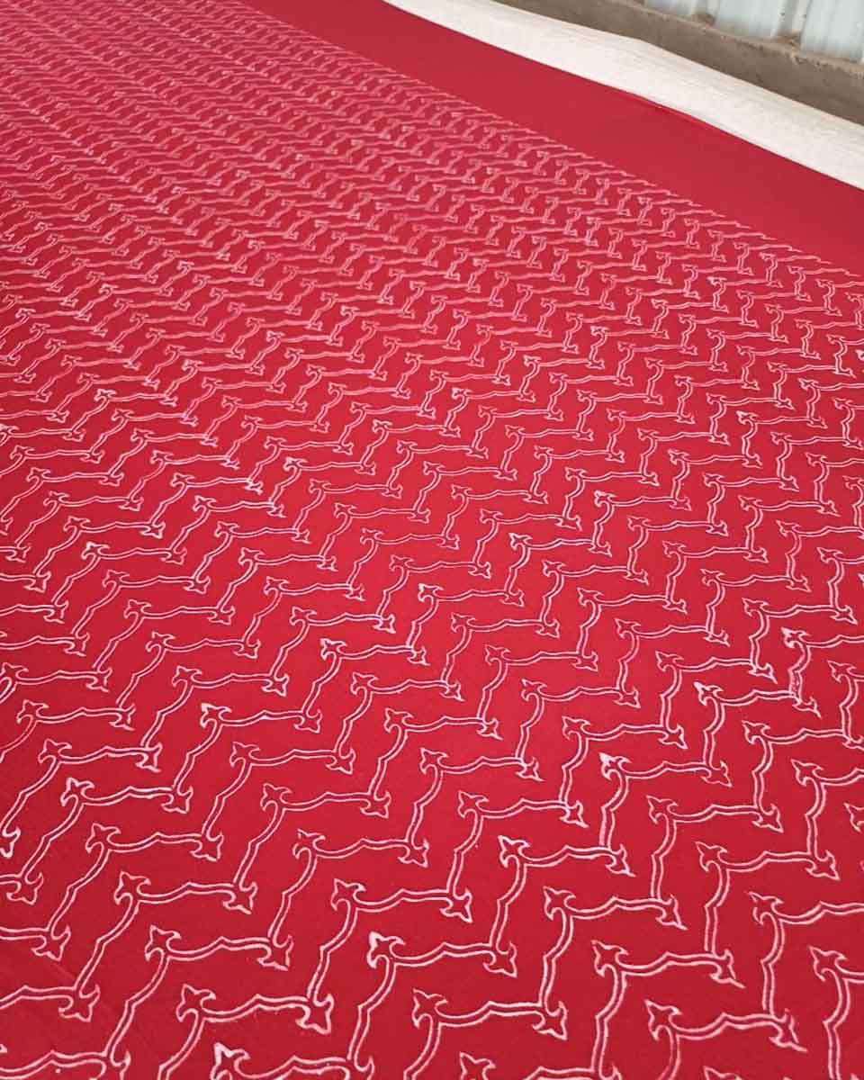 Roopika Red Hand Block Printed Saree-MYA