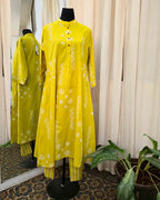 Advika Yellow Handblock Cotton Kurti Set - Love Despite