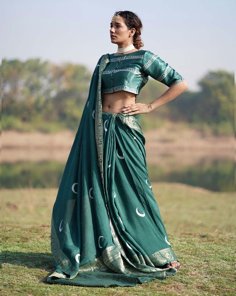 Bansari Blockprinted Dola Silk Saree - RB