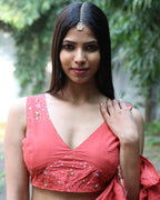 Iris Pink Mulmul Cotton Blouse - Jugnoo