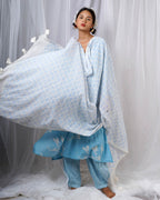 Chikki Blue Hand Block Printed Dupatta-BAD