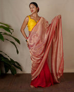Bibha Orange Handwoven Linen Zari Saree - Eknoor