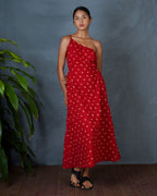 Jyoti Red Hand Block Printed Dress-MYA
