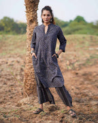 Silky Blooms Blockprinted Cotton Kurti-WWB