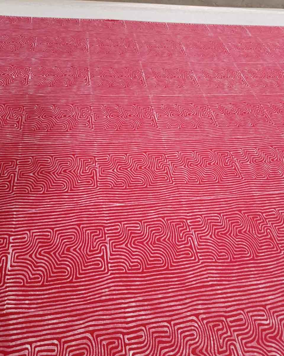 Dhara Red Hand Block Printed Dupatta-MYA