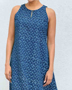 Butterfly Pea Blockprinted Cotton Dress