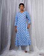Pakhi Blue Hand Block Printed Kurti-BAD