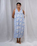 Megha White Hand Block Printed Dress-BAD