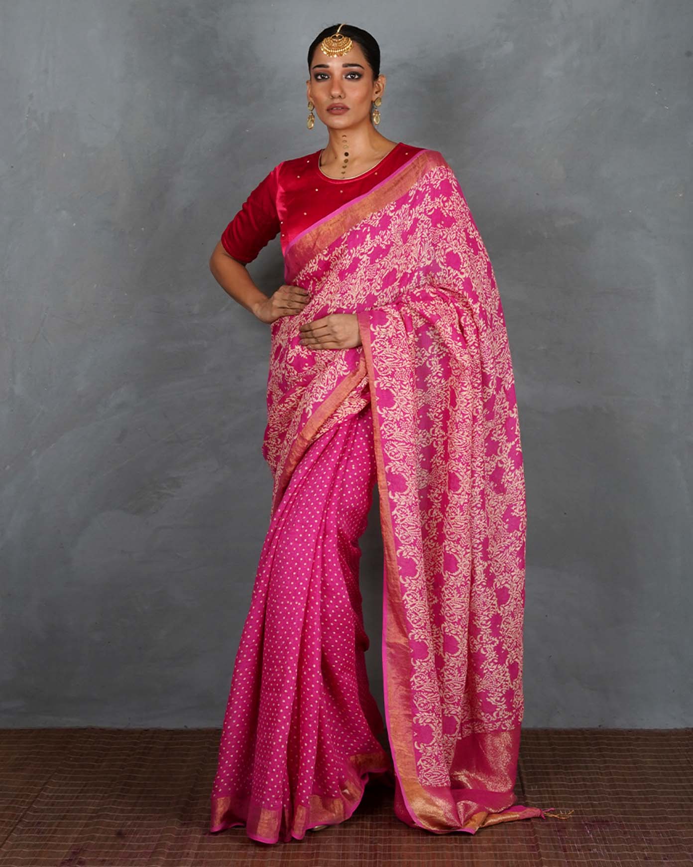 Aahana Magneta Pink Mashru Silk Blouse - TARA