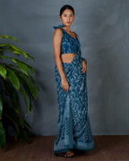 Sia Teal Green Hand Block Printed Saree-MYA