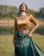 Adhira Blockprinted Mashru Silk Blouse - RB