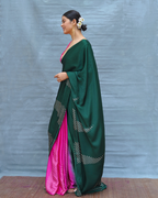 Easy Flow Green Handblock Print Modal Silk Saree - Flow