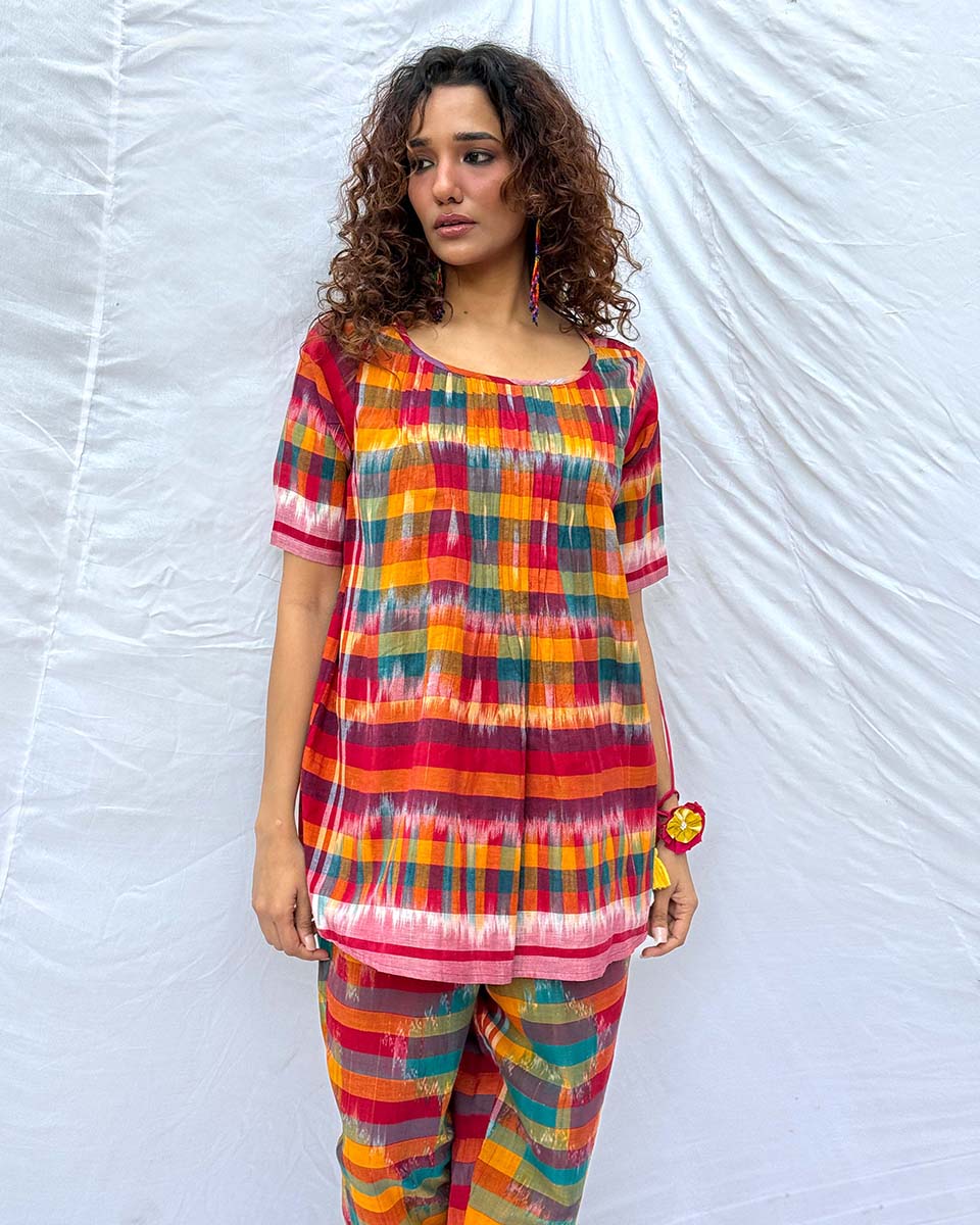 Saanjh Gamcha Cotton Top - GMC