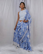 Rimi Ivory Hand Block Printed Saree-BAD