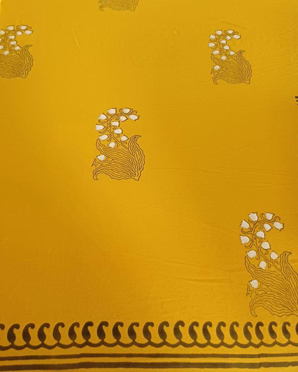 Avira Yellow Hand Block Printed Dupatta-MYA