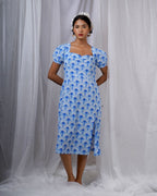 Ishani Blue Hand Block Printed Dress-BAD
