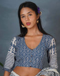 Dim Silver Grey Block Printed Blouse - BMS