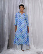 Pakhi Blue Hand Block Printed Kurti-BAD