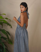 Lunar Hush Grey Block Printed Dress - BMS