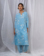Tia Blue Hand Block Printed Kurta Set-BAD