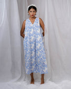 Megha White Hand Block Printed Dress-BAD