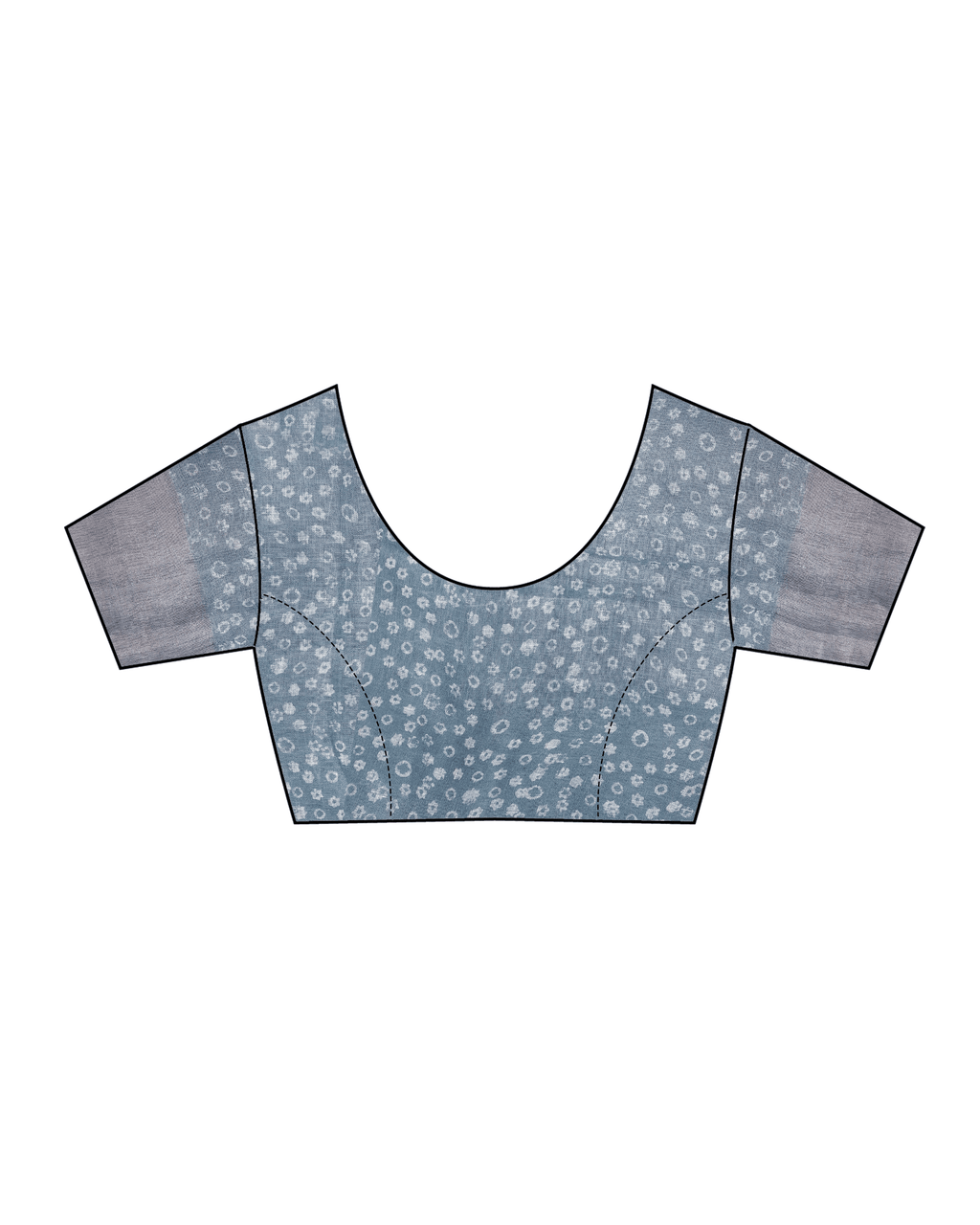 Stone Grey Blockprinted Handwoven Linen Zari Saree - Anant