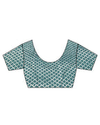 Sea Blue Blockprinted Modal Silk Saree Dragonfly