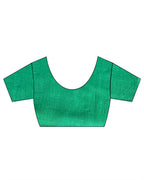 Shimmer On Green Handwoven Linen Saree - TARA