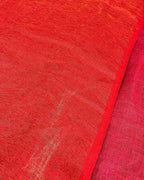 Glow On Red Handwoven Linen Saree - TARA