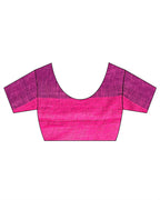 Samira Magneta Handwoven Linen Saree - TARA