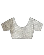 Aabroo White Handblock Linen Saree - TARA